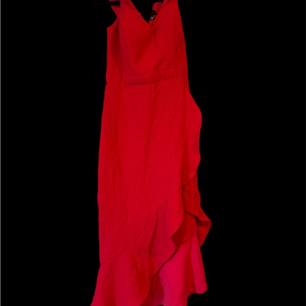 Aqua Asymmetrical Dress in Bold Red